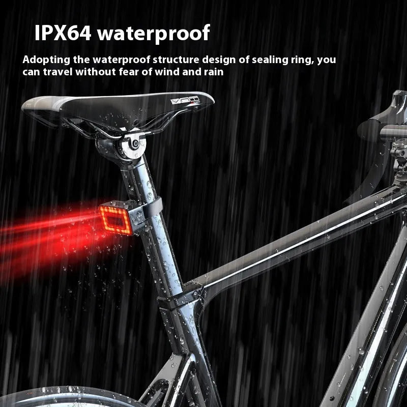 Smart millimetre wave radar detection bicycle tail light with dual mounting bracket.