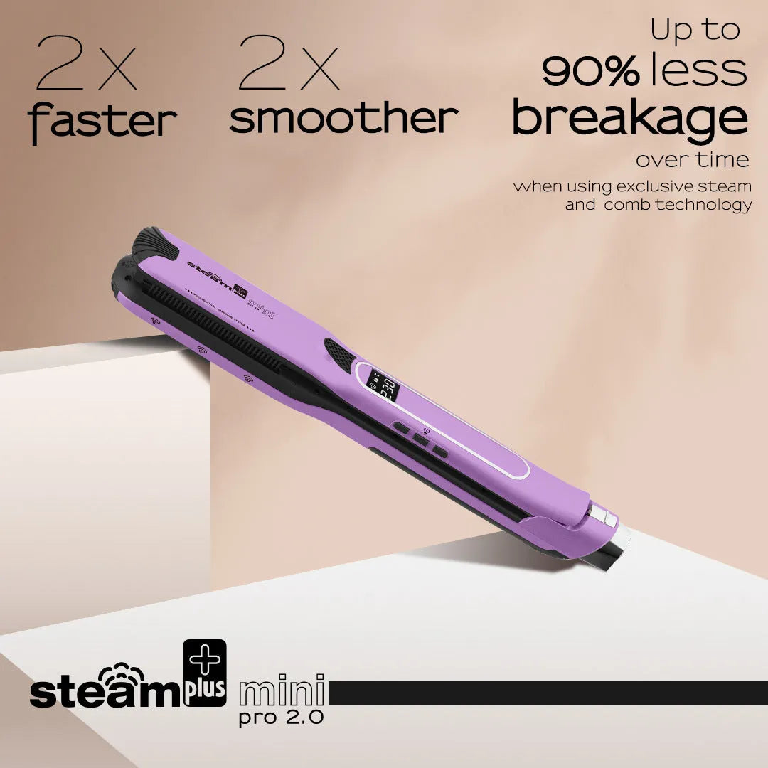 Mini steam splint hair straightener in champagne colour with curling and straightening functions