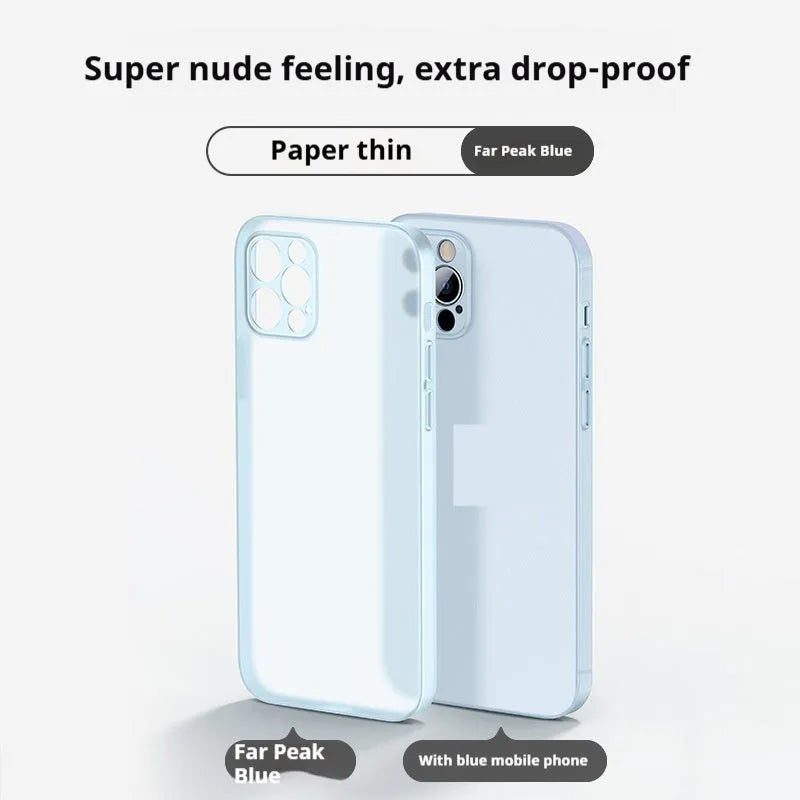 Ultra-thin transparent matte iPhone case with frosted TPU finish, back cover style.
