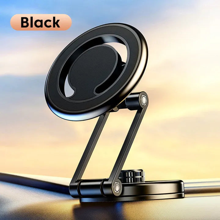 Telescopic folding car phone holder with magnetic suction mount for dashboard installation