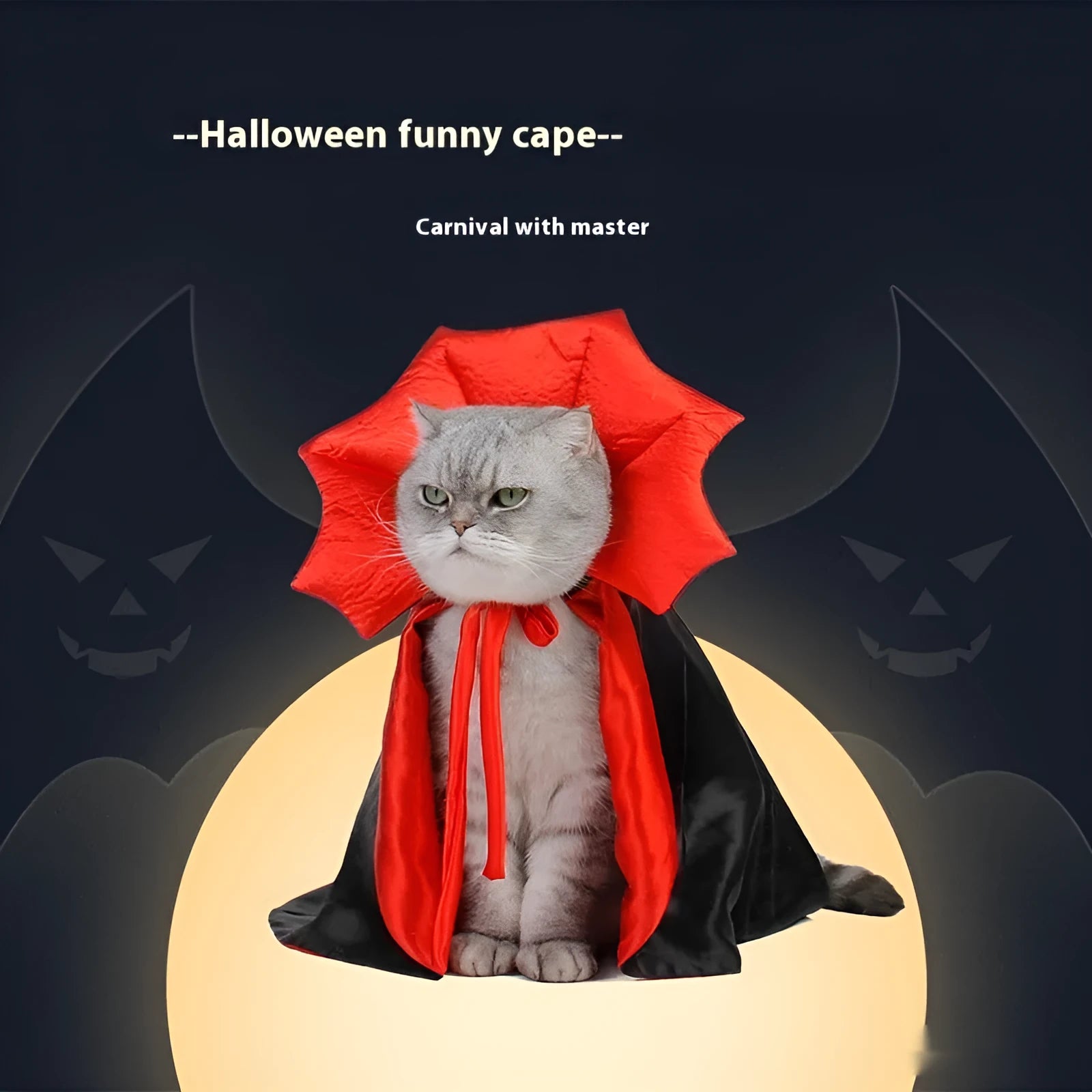 Black and red Halloween pet costume for cats and dogs with free-size polyester construction