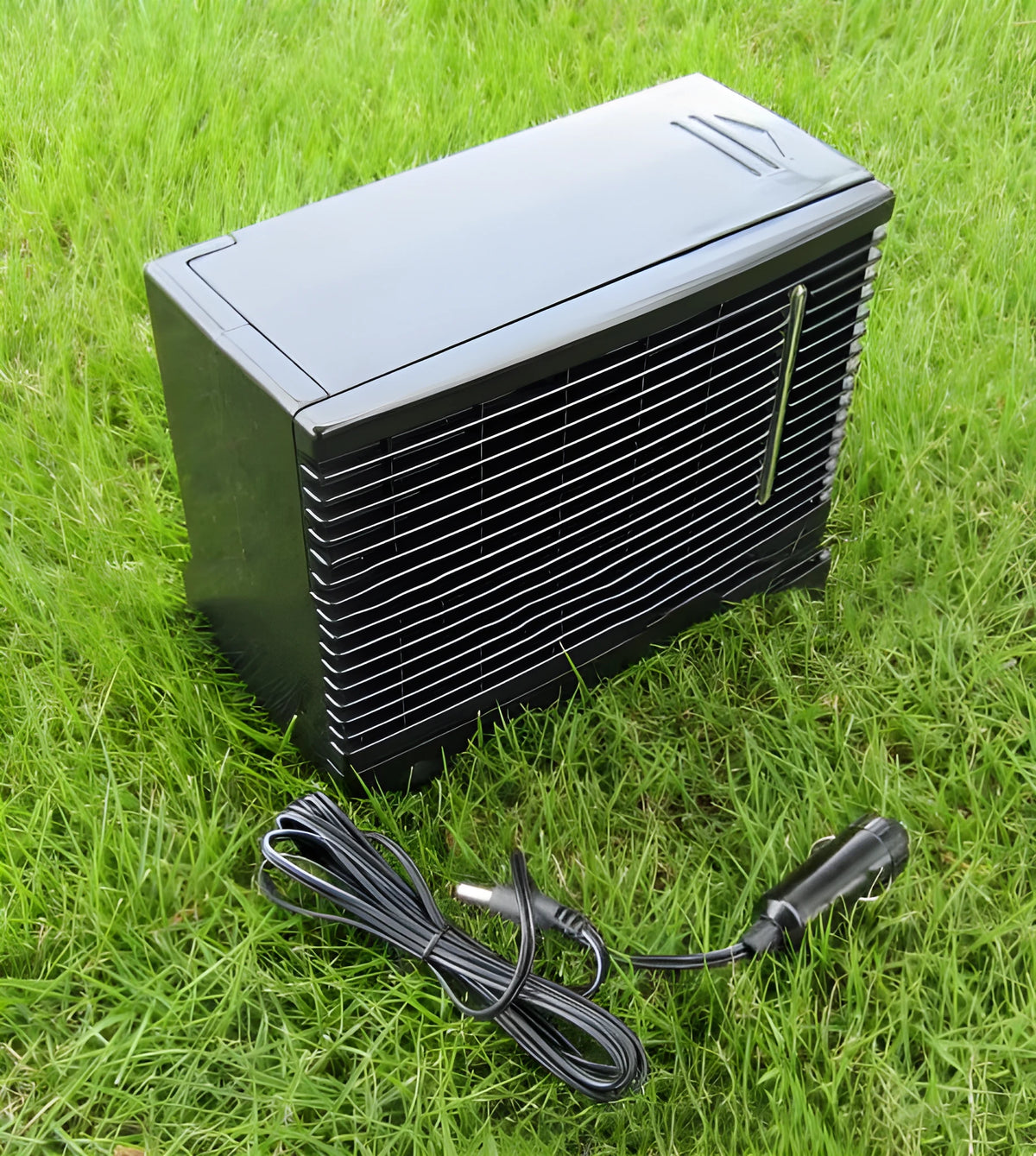 Black PVC 12V car air-conditioning fan with cigarette lighter plug for universal fit