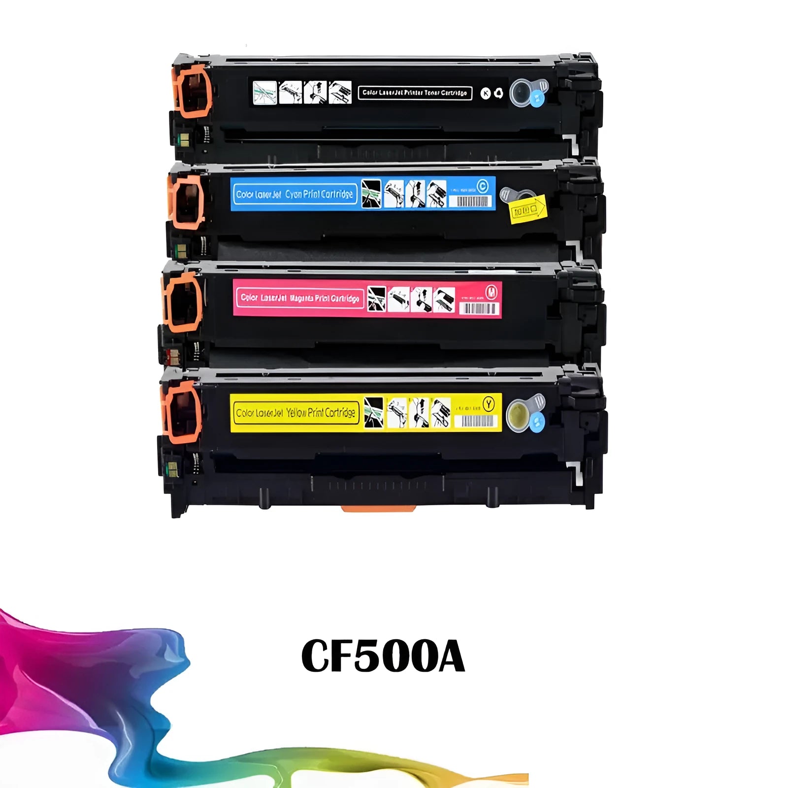 HP 202A CF500A compatible black toner cartridge for M281fdw printer with integrated drum
