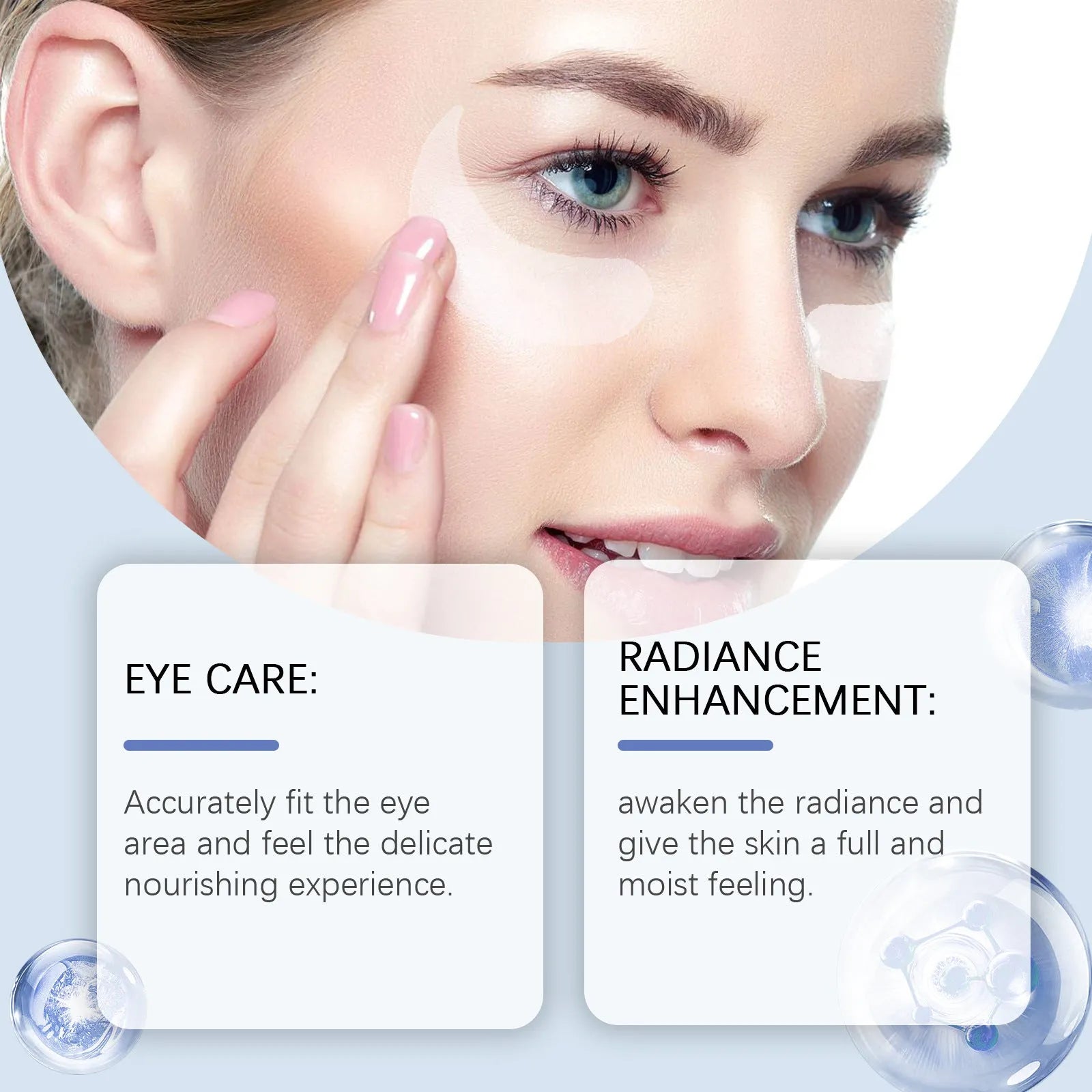 One pair of transparent Elastic Eye Care microneedle patches for under-eye wrinkle reduction.