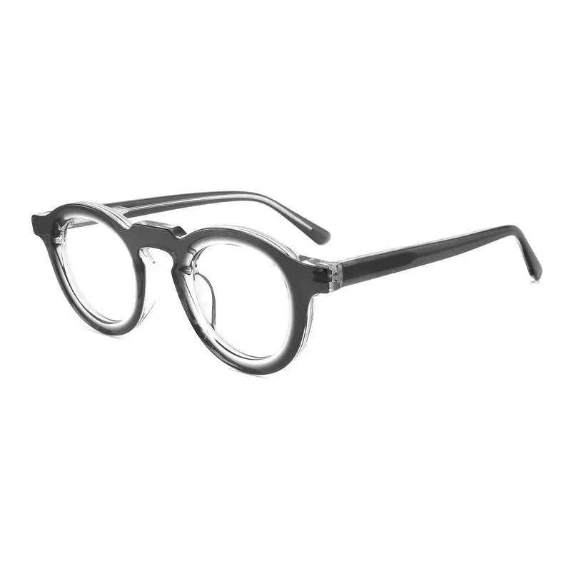 Hip-hop fashion plate frame glasses with thick sebum colour stitching detail and plastic lenses