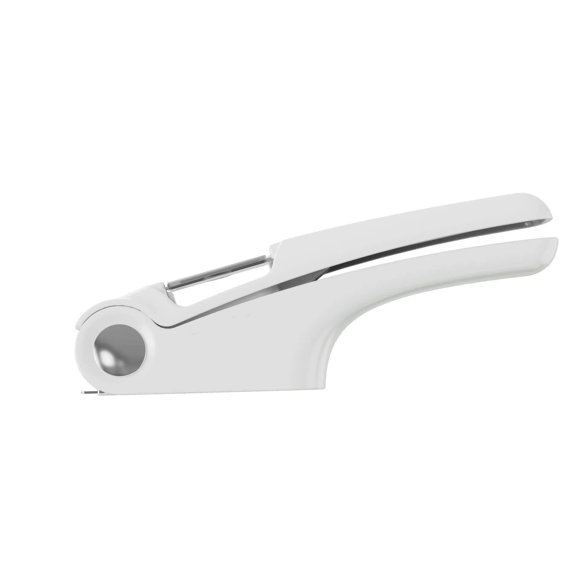 Manual garlic press in white, green, or orange with ABS and stainless steel construction