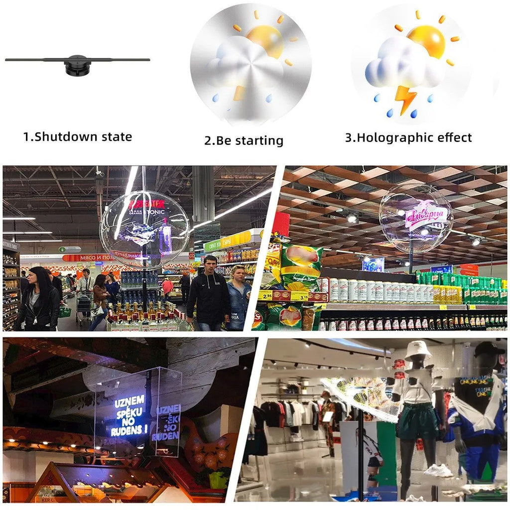 42cm stereo rotating suspension naked eye 3D holographic projector PD42 with universal bright LED