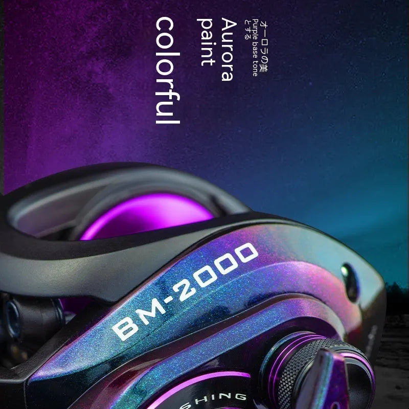 BM2000 fishing reel with magnetic brake water drop system in black colour