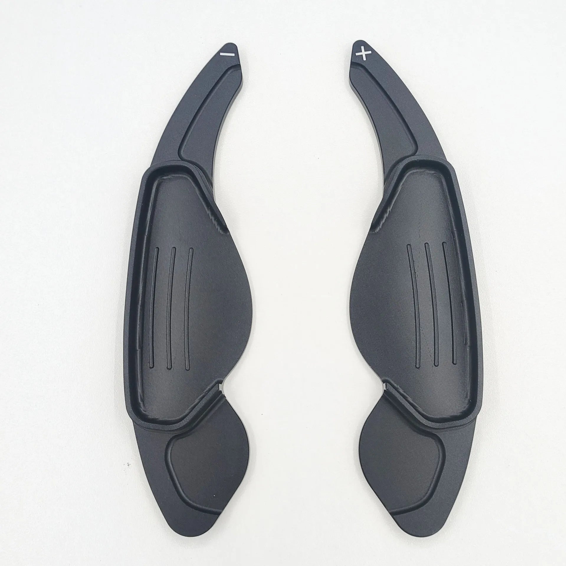 Aluminium alloy steering wheel shift paddles in silver, red, blue, and black for universal car interior modification.