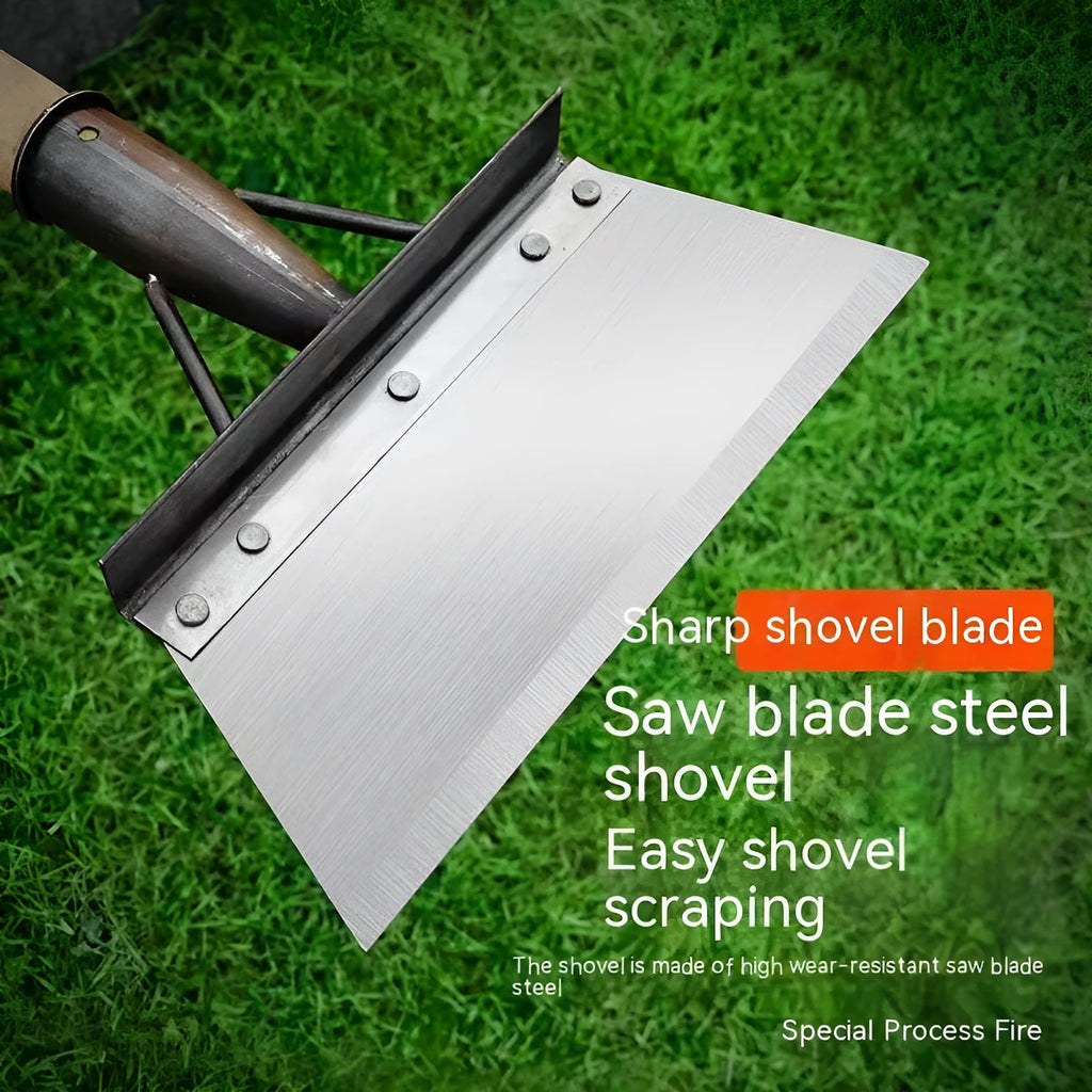 Manganese steel thickened cleaning shovel with tool steel construction in five size options