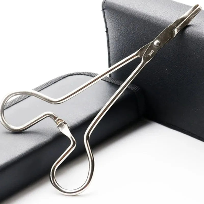 Silver stainless steel pet grooming tweezers with curved tip for ear cleaning and hair removal
