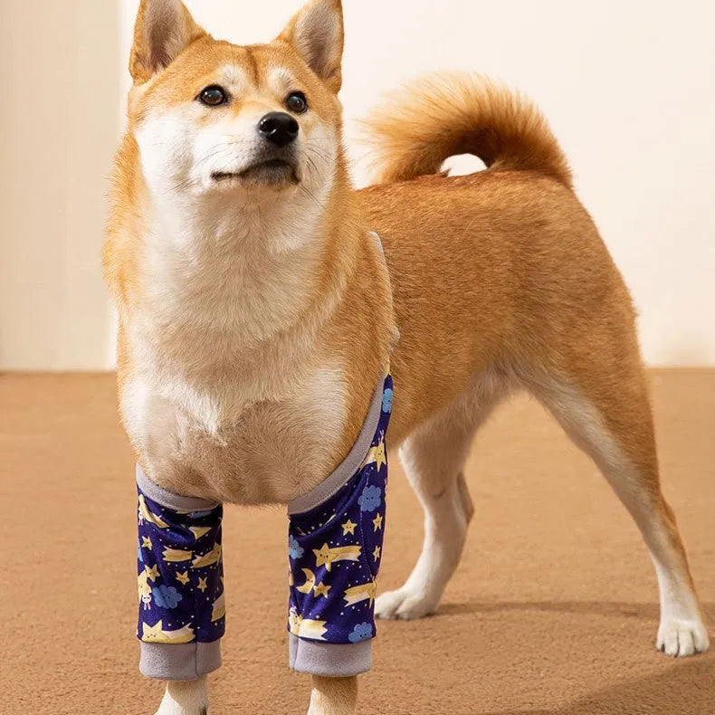 Pet knee pad anti-dirty joint protective cover for dogs in blue polyester, size L to 3XL