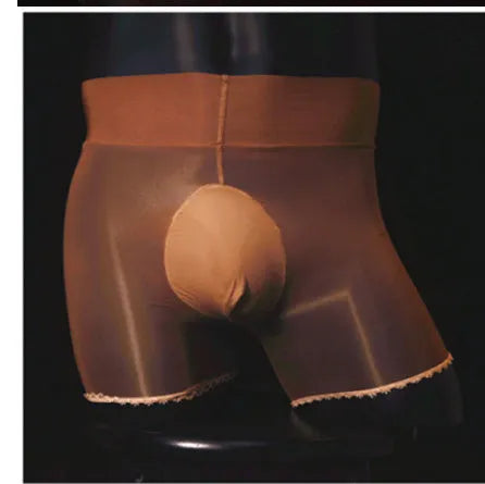 Men's transparent shiny stockings underwear in nylon with breathable function and solid colour options