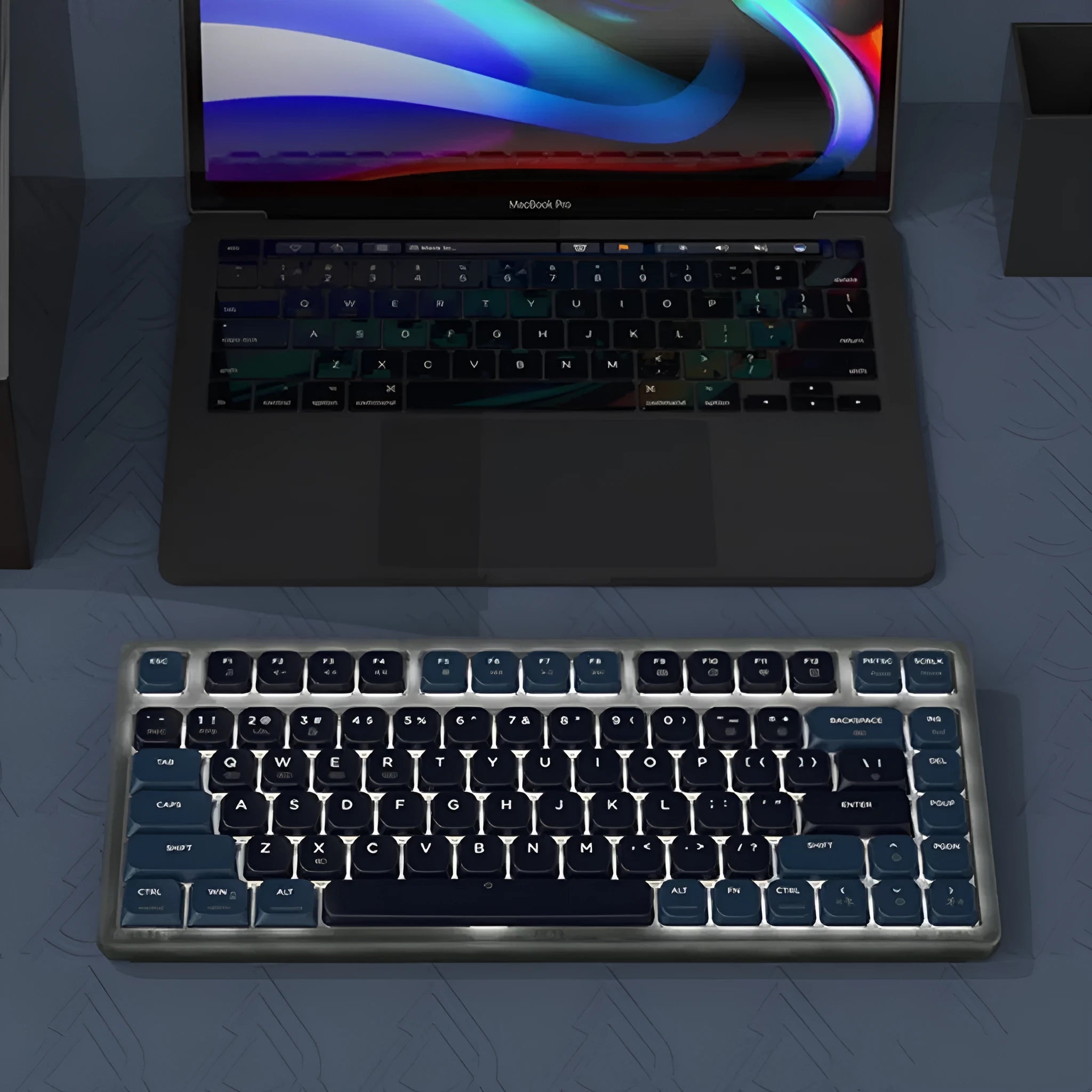 Ajazz AK832PRO three-mode mechanical keyboard in green or tea colour with compact 81-key layout