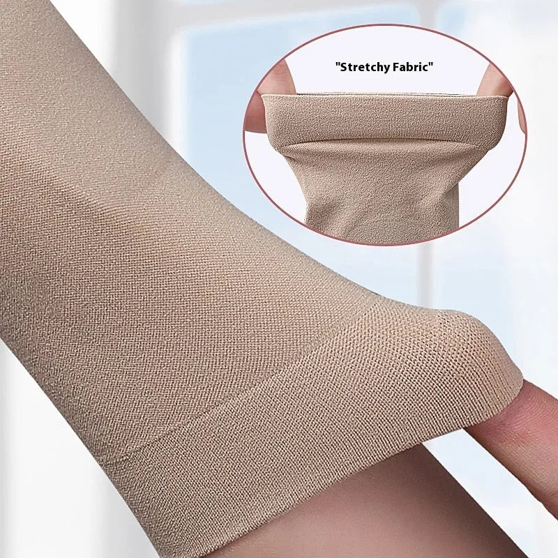 Soft wear-resistant sports wristband in skin colour for left hand, placed on a fitness mat