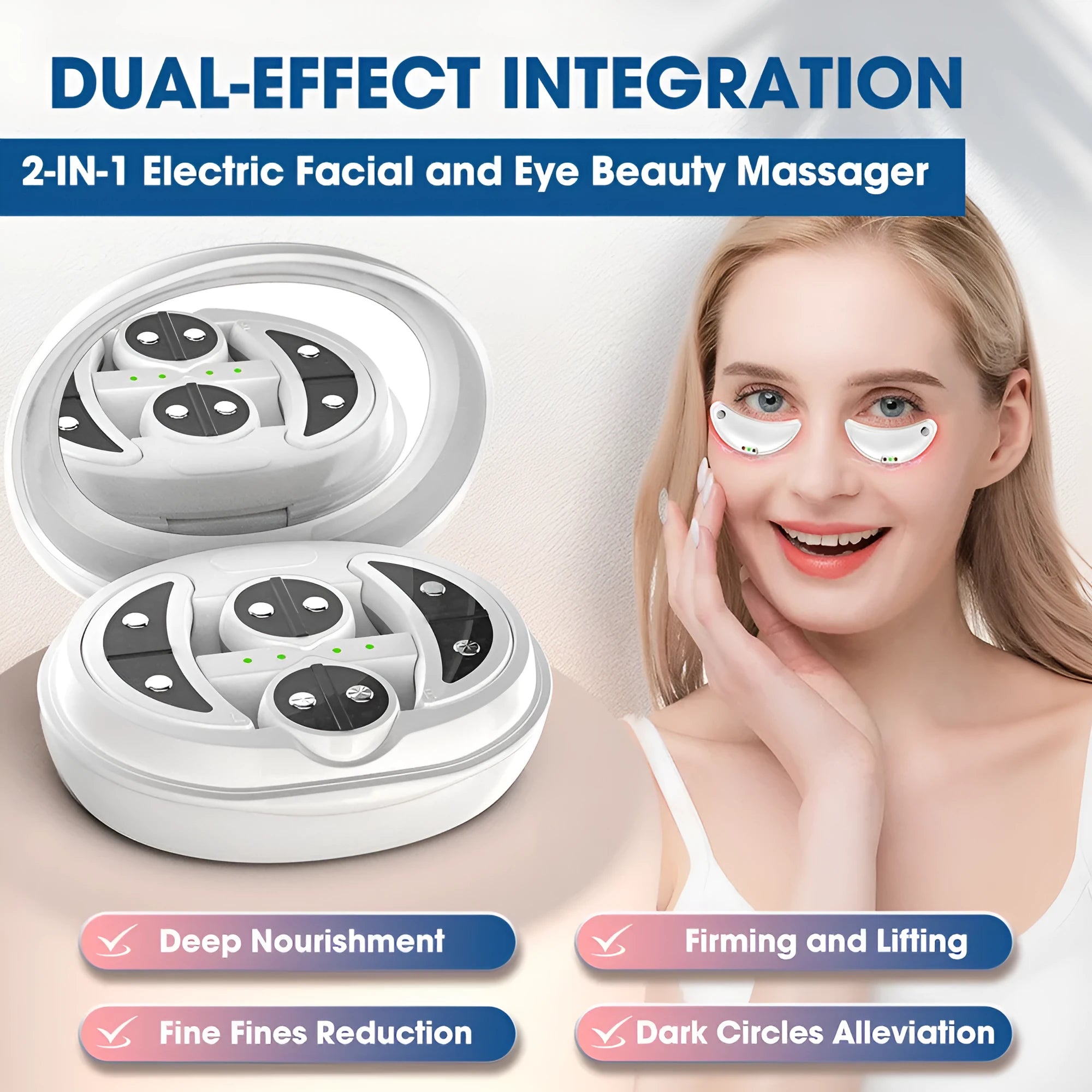 White handheld red light EMS facial beauty device for eye and face massage