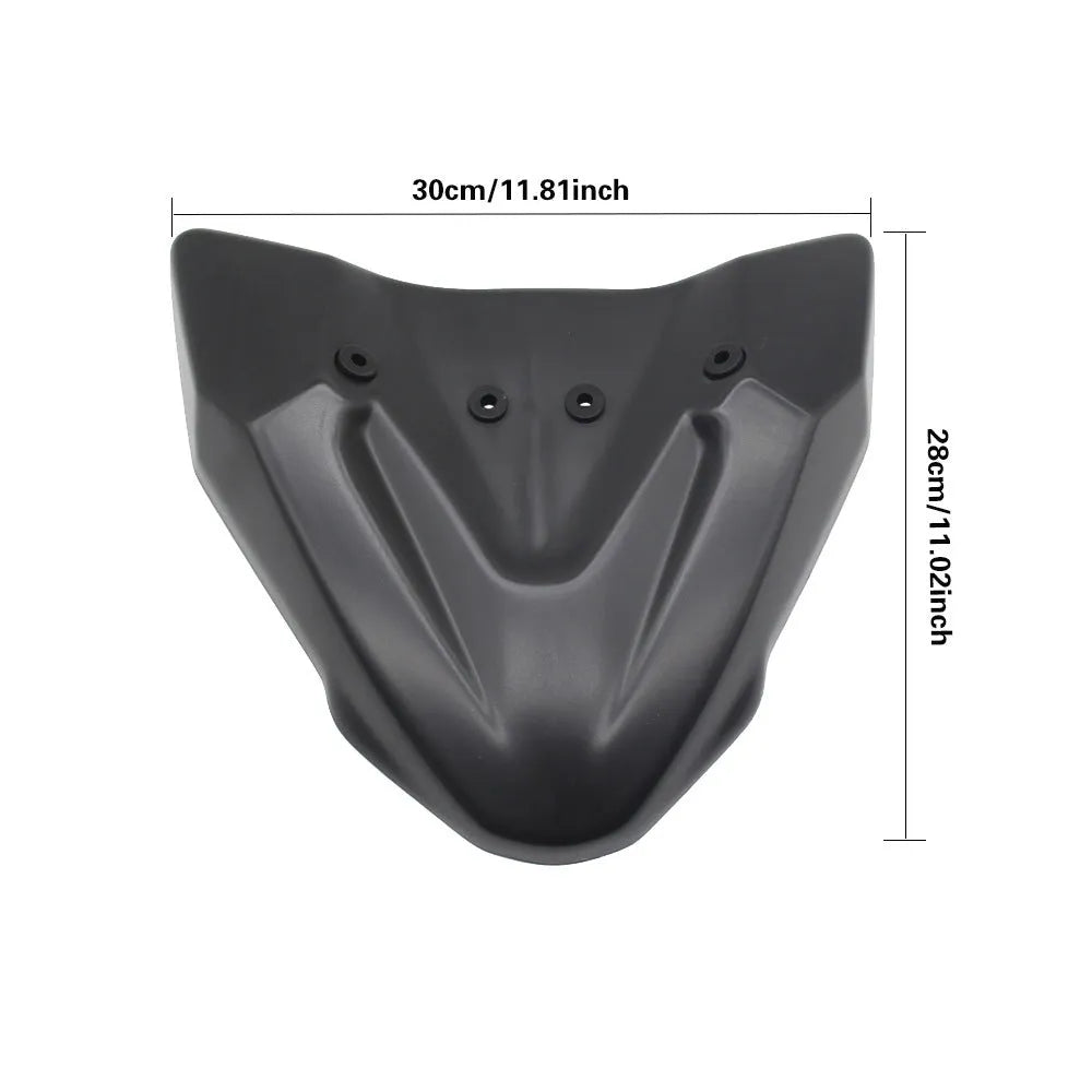 Black ABS plastic fixed front wing accessory for KTM 390 and 790 Adventure motorcycles.