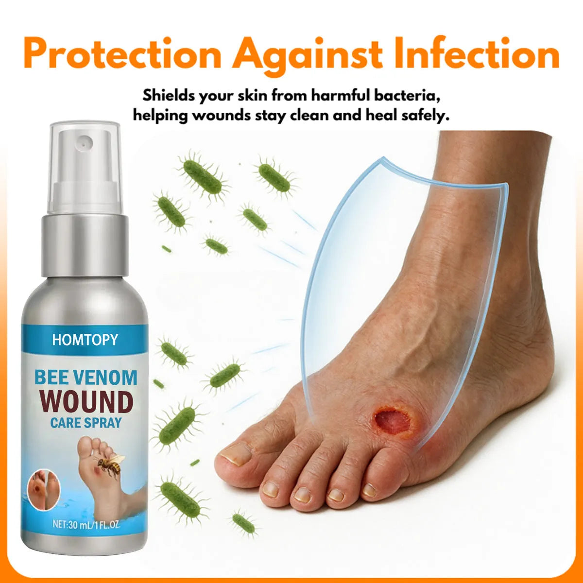 Bee Venom Care Spray 30ml bottle for foot and body skin care, universal skin type