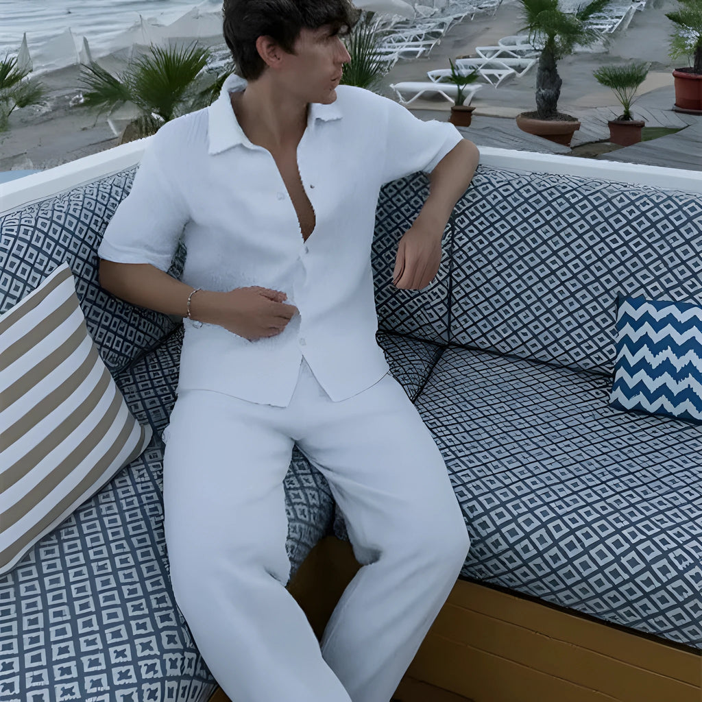 Street style zip-up sweater jacket suit with 3D printed pattern and matching trousers in colour LLWY060-35