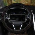 Small card light wooden bead steering wheel cover in Black for 38cm wheels summer style