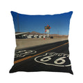 Route 66 landscape print linen cushion cover 45x45cm with envelope opening