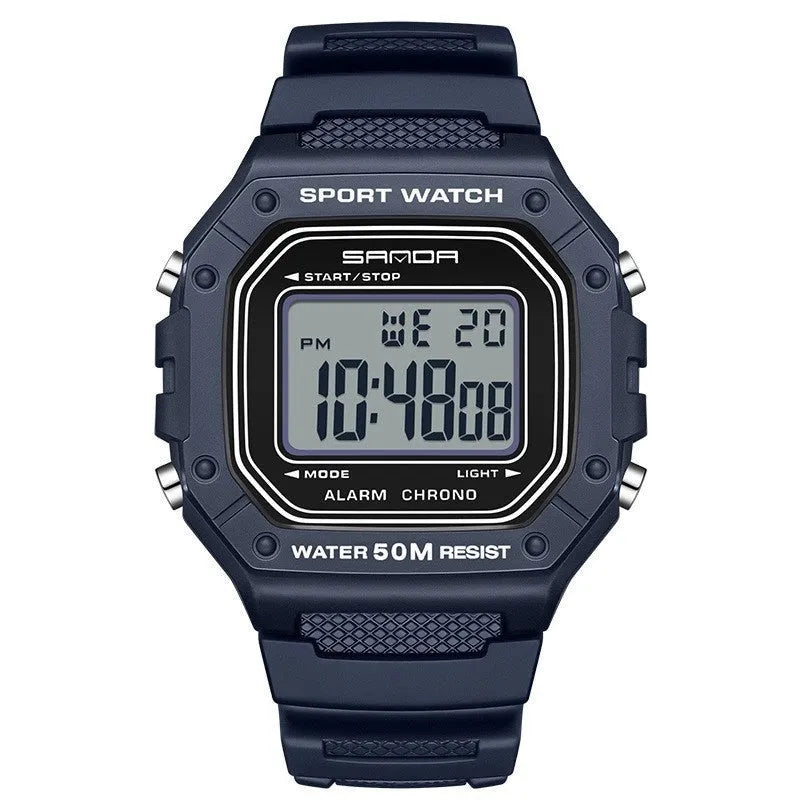 Youth electronic waterproof watch with digital display shown in multiple colour variants.