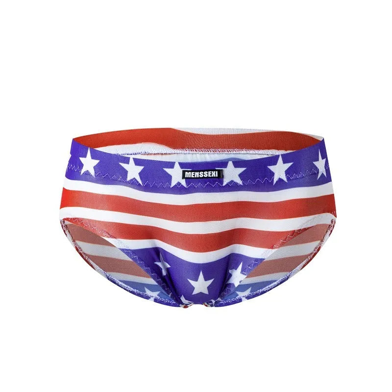 Printed low waist men's briefs in various colour options including star and leopard prints