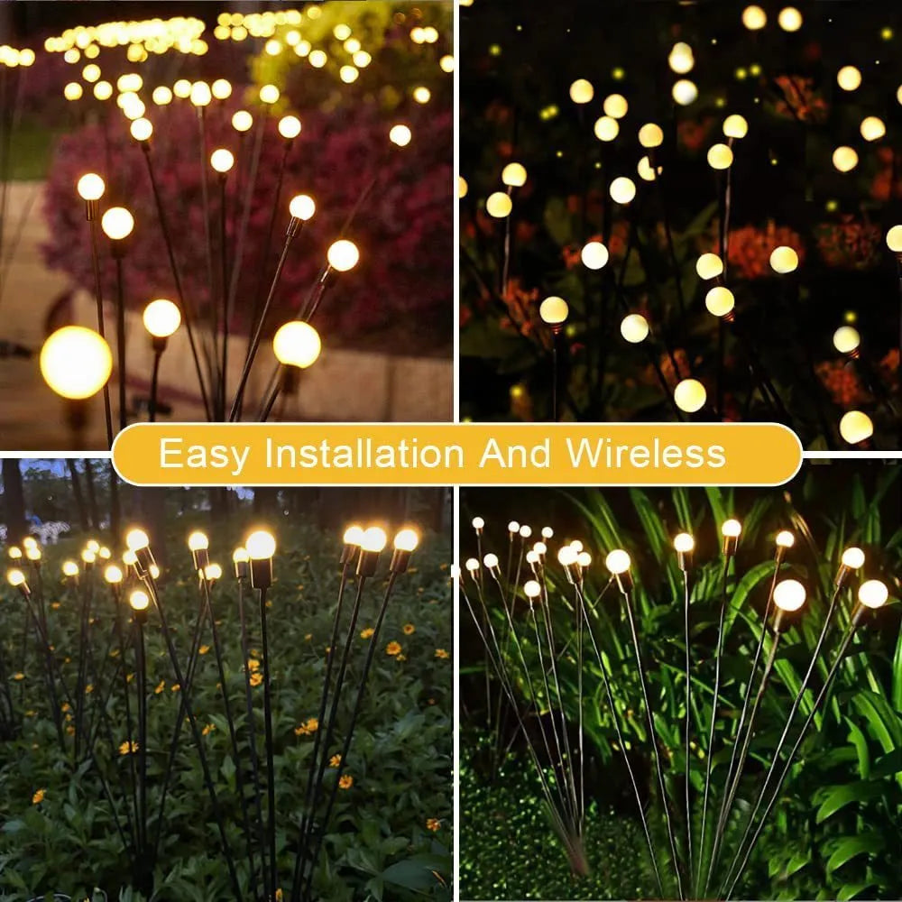 Solar-powered garden lamp with automatic light sensor and ground stake, showing warm white and coloured LED options.