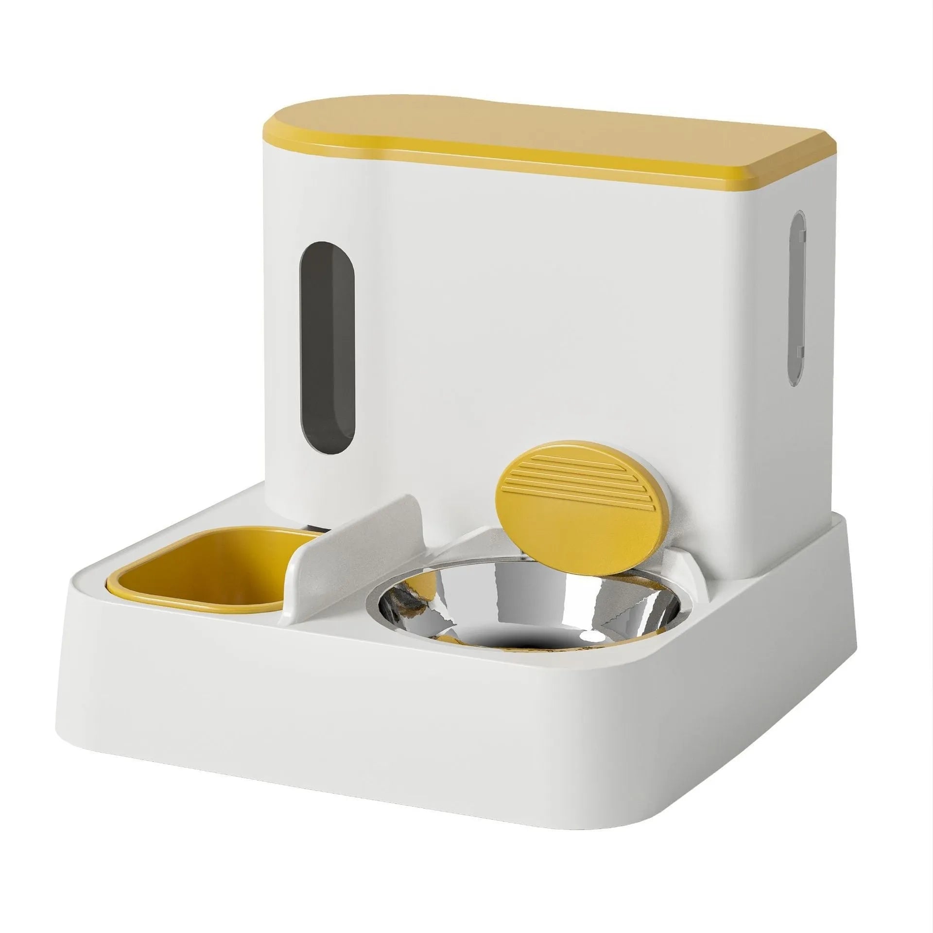 Automatic cat feeder and water dispenser station with double bowl design