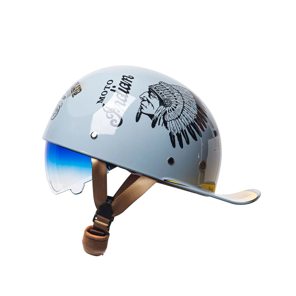 Men's retro half bicycle helmet in bright black gradient blue colour with ABS construction