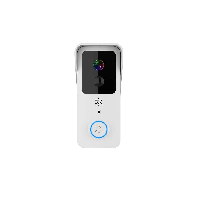 Black or white smart waterproof HD visual doorbell with camera and intercom for outdoor security.
