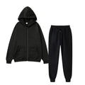 Men's sports fleece suit with long-sleeve jacket and trousers in solid colour polyester blend, sizes S to XXXL