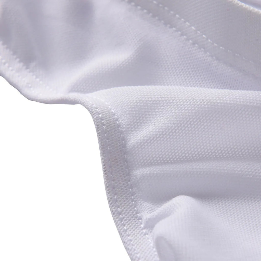 Men's black ice silk nylon briefs with low waist and quick-dry function laid flat.