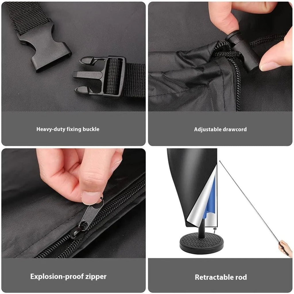 Grey waterproof Oxford cloth cover for a banana-shaped outdoor umbrella.