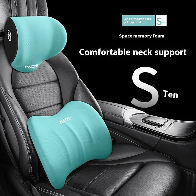 Car memory foam neck pillow in Tiffany Blue universal size for headrest support