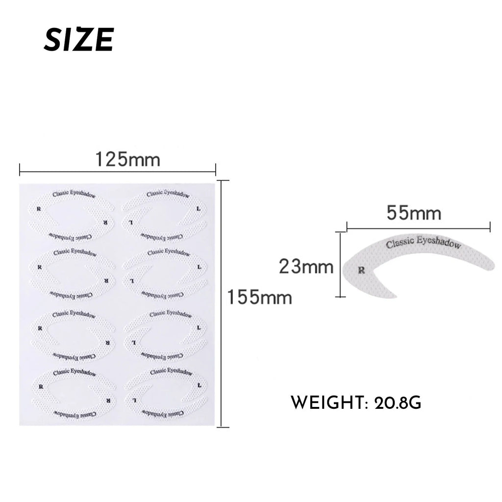 Four reusable adhesive eyeliner stencil stickers for creating winged and cat eye makeup looks.