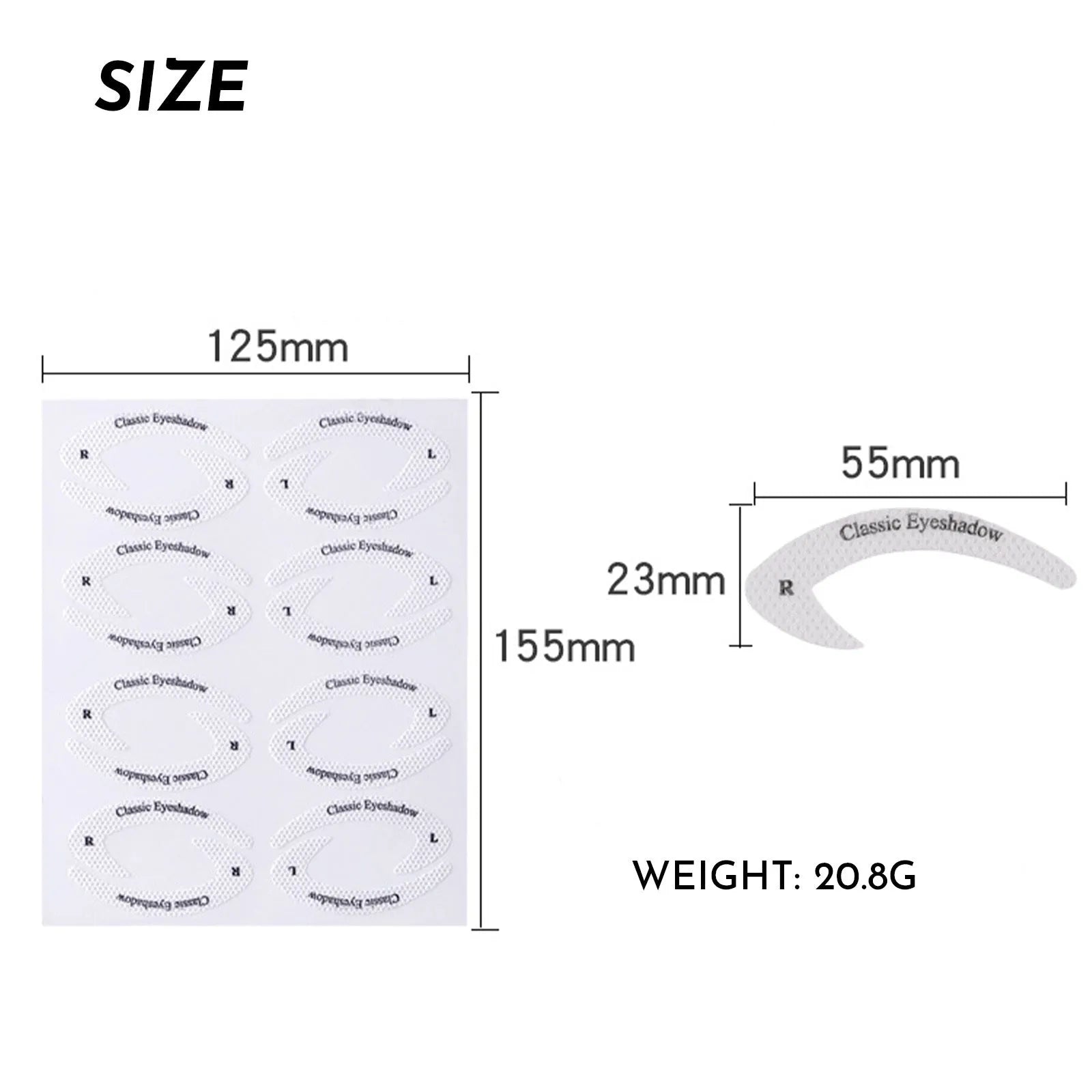 Four reusable adhesive eyeliner stencil stickers for creating winged and cat eye makeup looks.