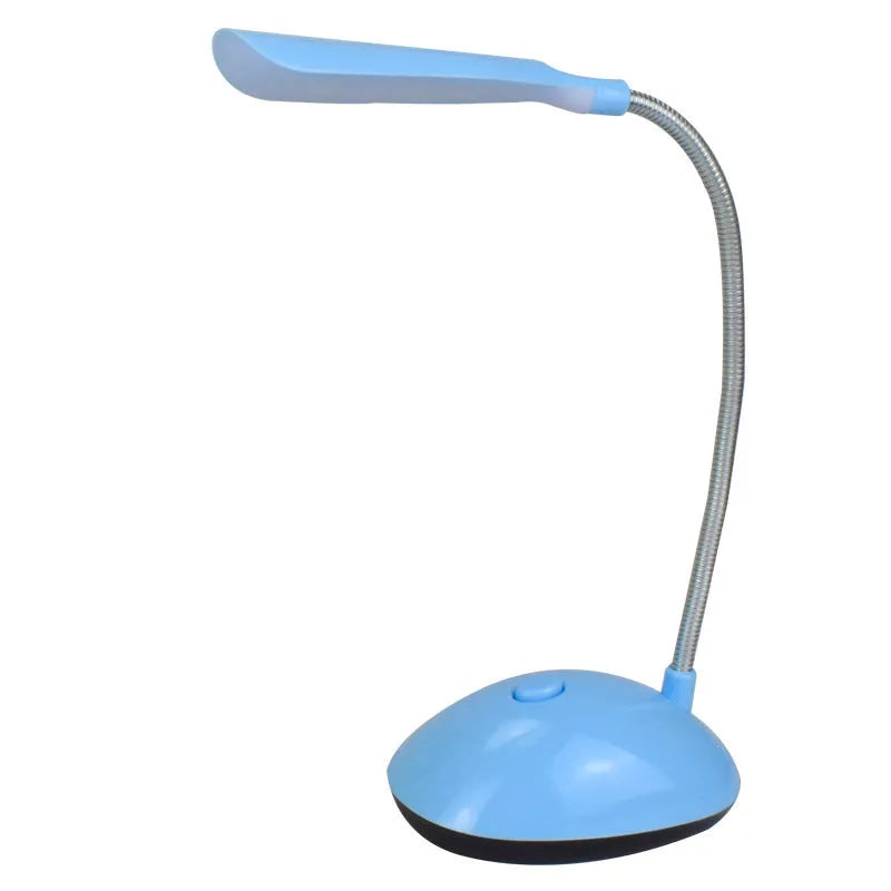 Dormitory reading LED eye protection desk lamp in modern simple design, plastic body, battery powered, available in white