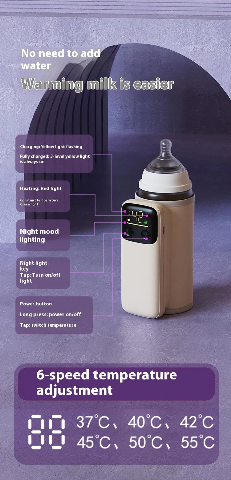Universal baby bottle insulation cover and milk warmer with 8000mAh fast-charging battery