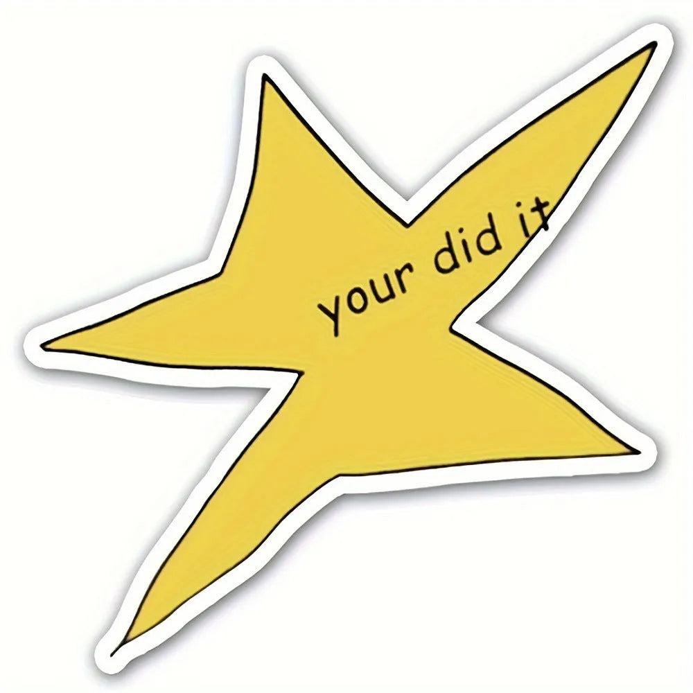Waterproof vinyl sticker with funny facial expression design in square format