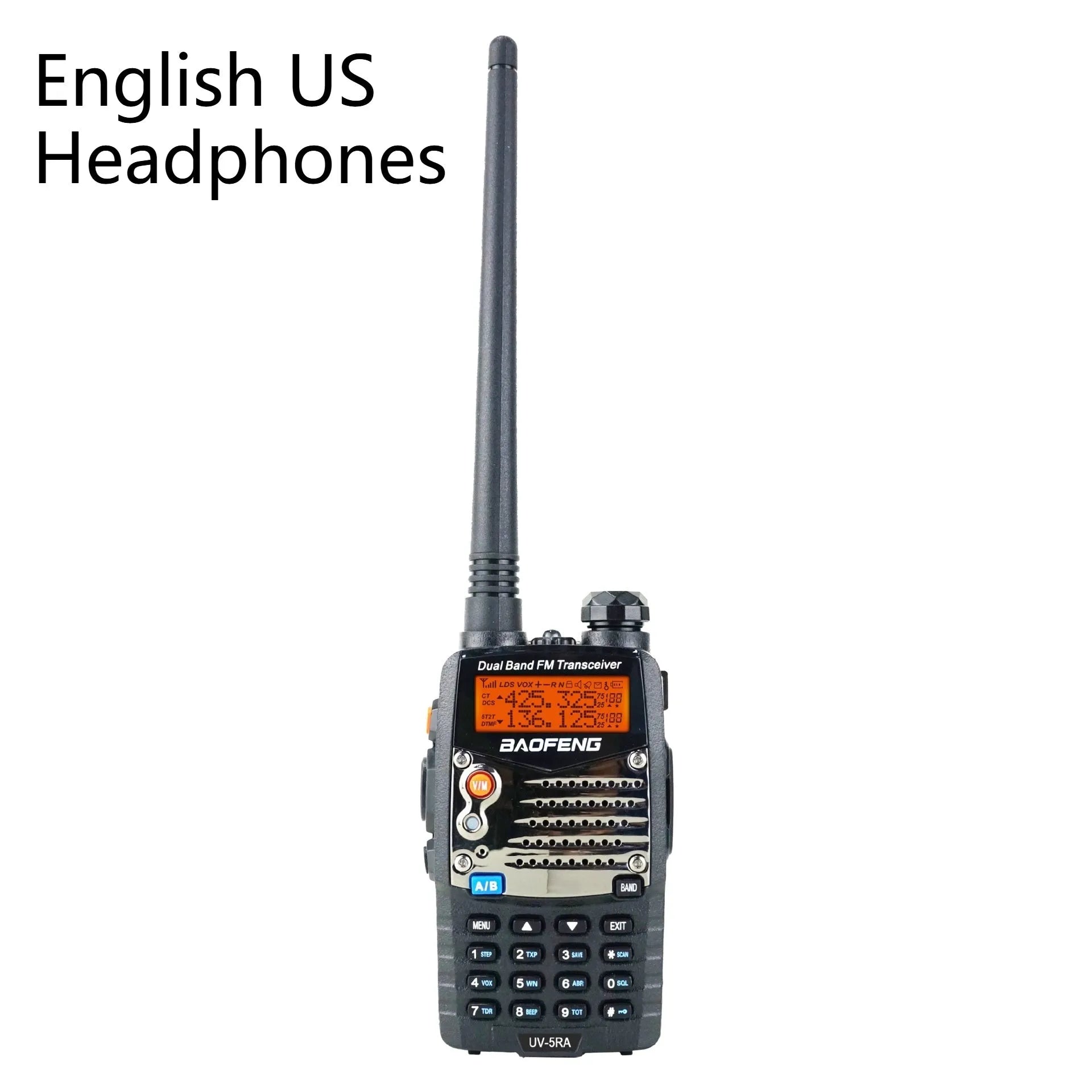 Baofeng UV-5RA dual-band handheld transceiver with dual display and 1800mAh battery