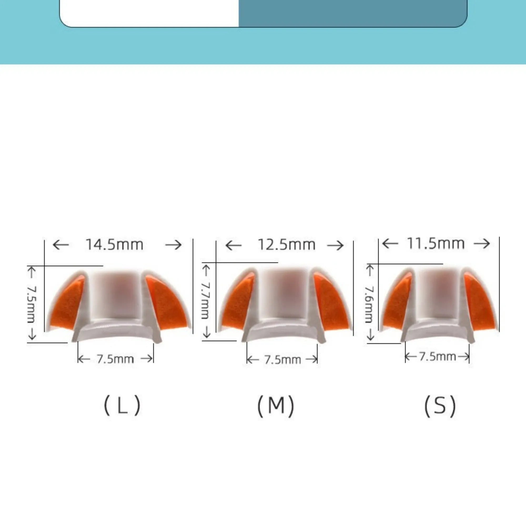 Pair of double layered noise reducing earplug sleeves in orange white for headphones, available in sizes L/M/S/XS