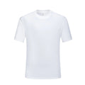 Men's black and white loose fit cotton T-shirt showing round neck design and casual summer styling