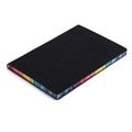 A5 leather notebook with rainbow side, lock line binding, and 96 sheets of Daolin paper