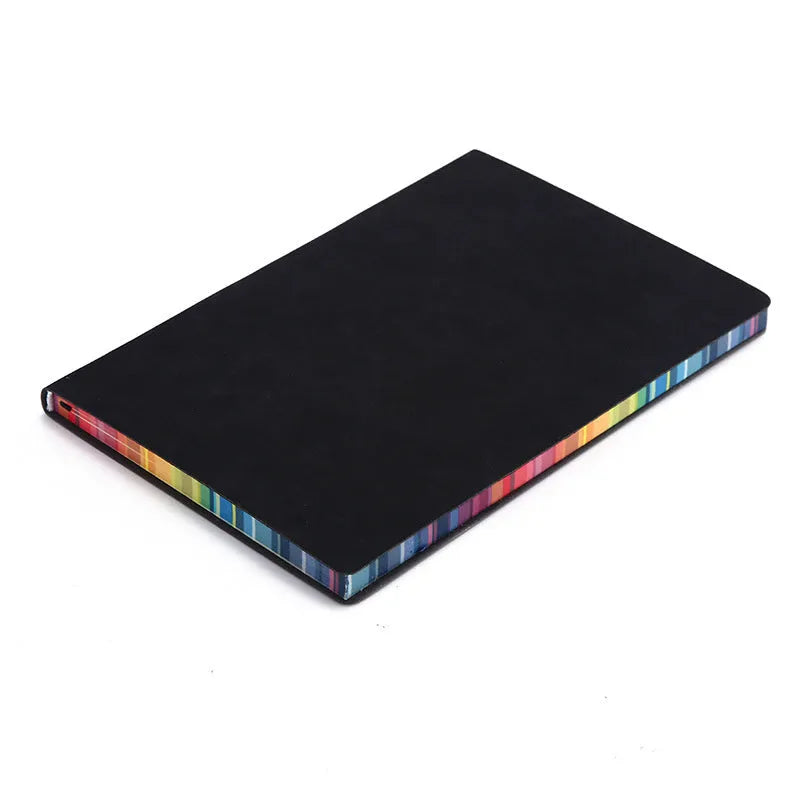 A5 leather notebook with rainbow side, lock line binding, and 96 sheets of Daolin paper