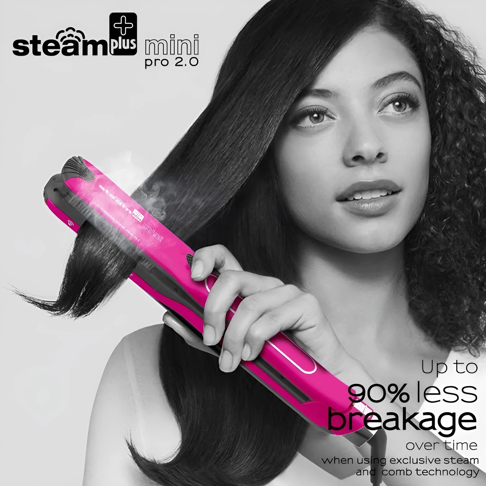 Mini steam splint hair straightener in champagne colour with curling and straightening functions