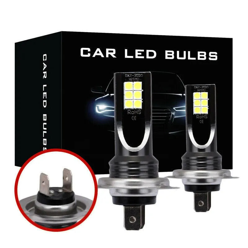 H7 110W LED car fog light bulb with aluminium body and 12 SMD LEDs.