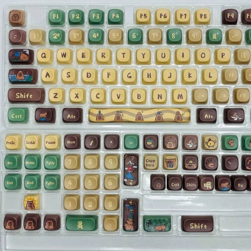 Capabala PBT MOA profile mechanical keyboard keycap set with 130 keys laid out.