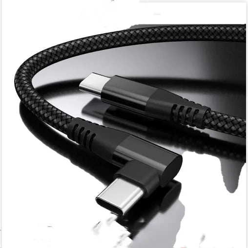 Double-headed woven charging cable in black with Lightning and TYPE-C connectors, three length options