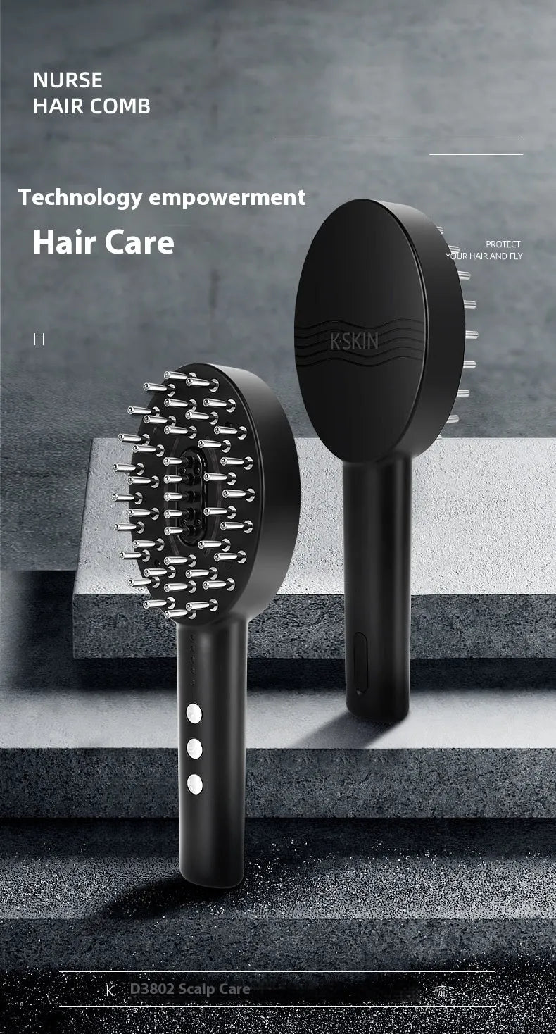 KD3802 Black scalp vibration massage device with charging cable